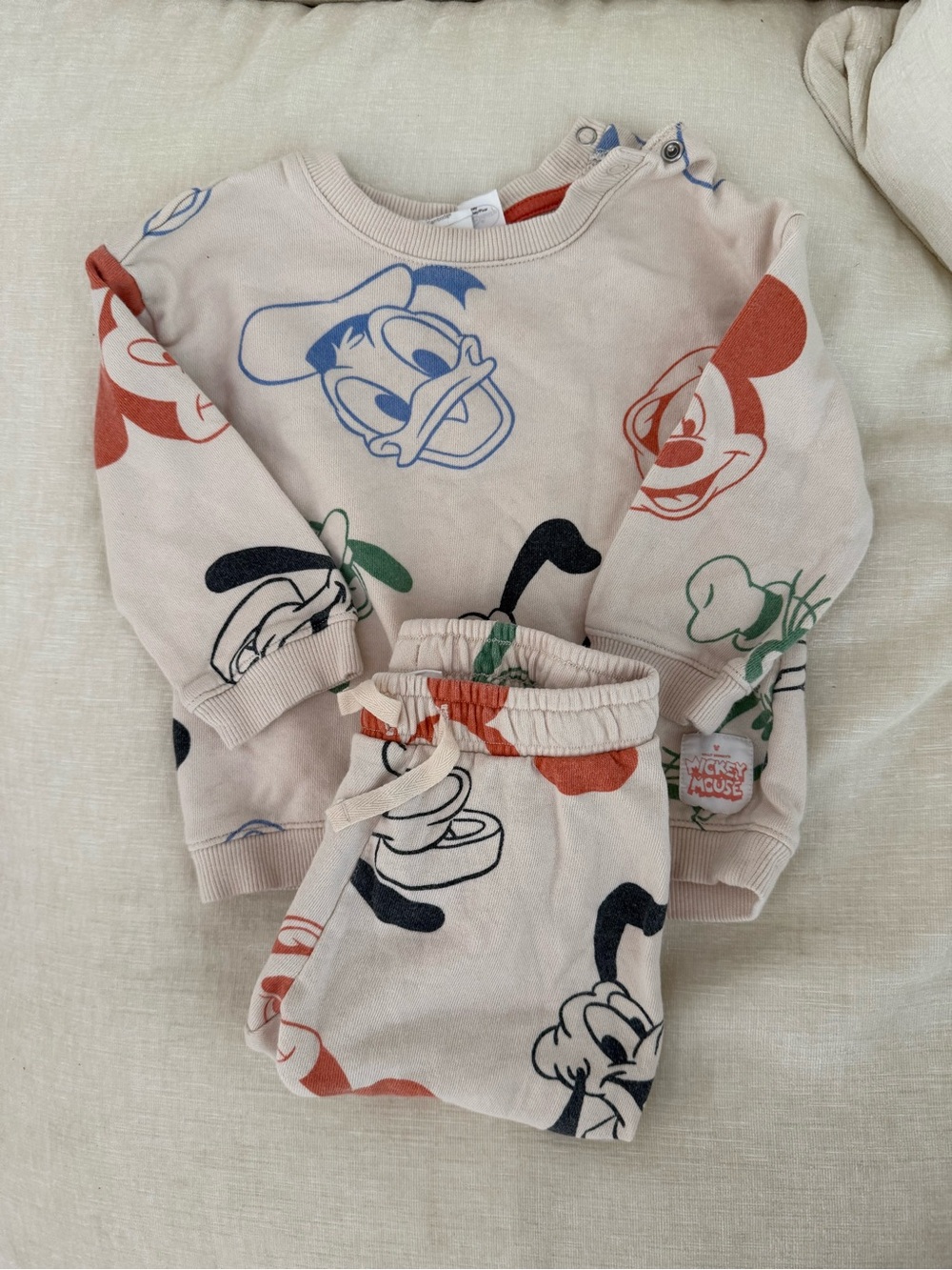 H&M Kids Matching Set in Cream with Blue, Red, Green, Black Prints